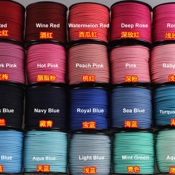 3mm 100 Yards / Spool Plat Faux Cordon en daim Cordon Cuir Corde Vegan Lace Bricolage Bijoux Bracelet Collier Faire Accessoires Entier Grand Rouleau