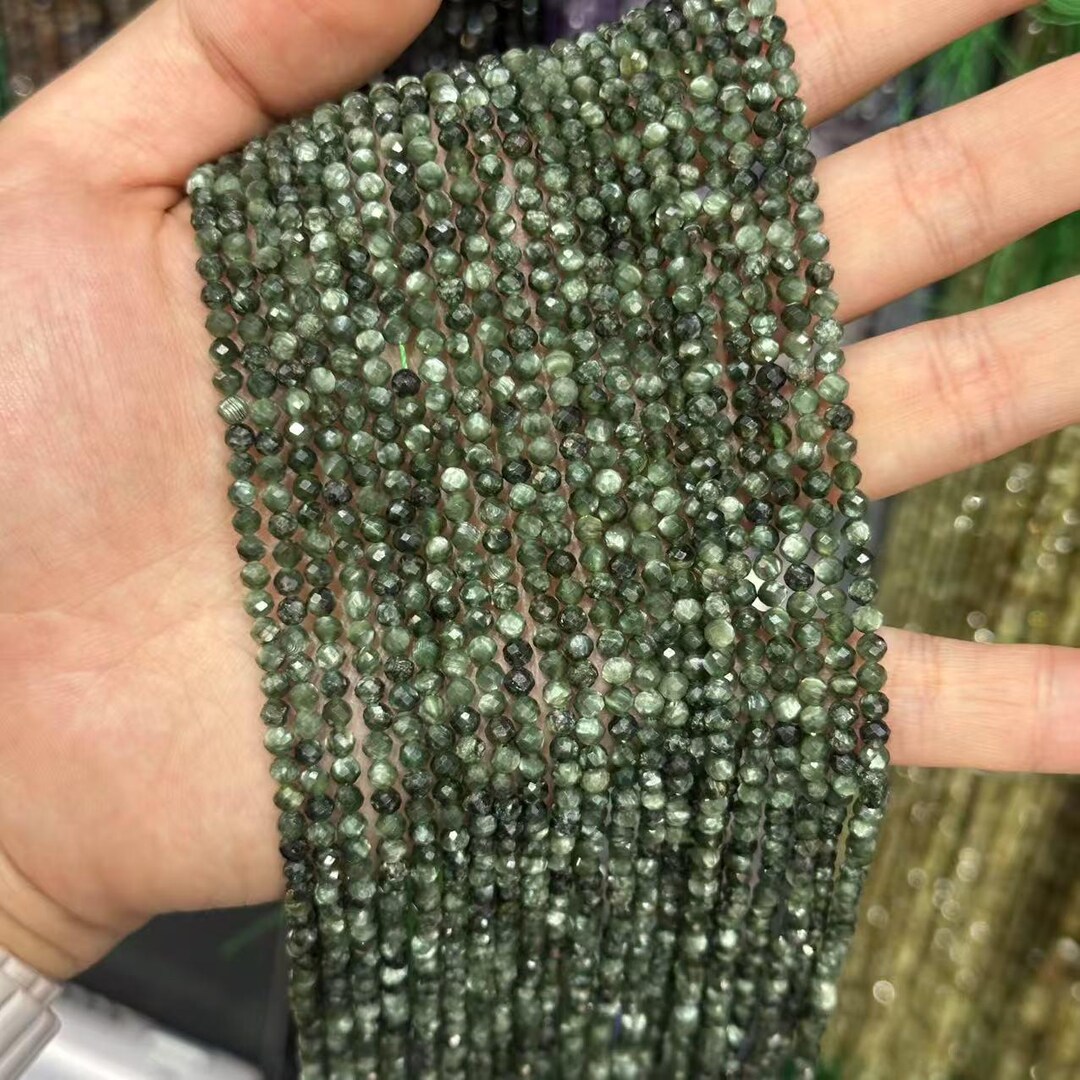 Filo di perline rotonde sfuse in tormalina nera naturale, 8 mm