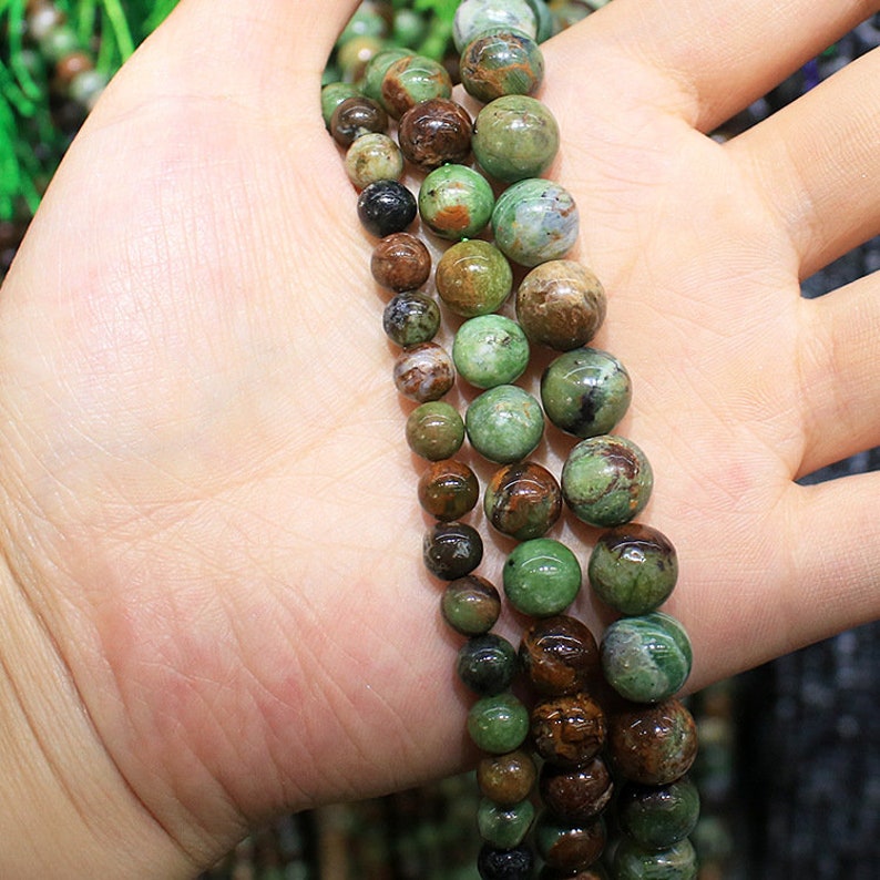 1 Full Strand Genuine Natural Real Green Opal Gemstone Loose Round Beads Stone Gemstone Suppliers for DIY Jewelry Making 6mm 8mm 10mm 15.5 image 6