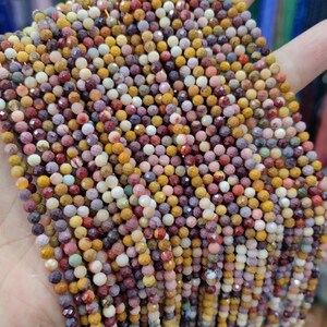 1 brin complet de 2/3/4 mm, véritable mini-perles rondes naturelles, micro-facettes, mookaite scintillantes, pour la fabrication de bijoux à bricoler soi-même, 15,5 pouces image 4