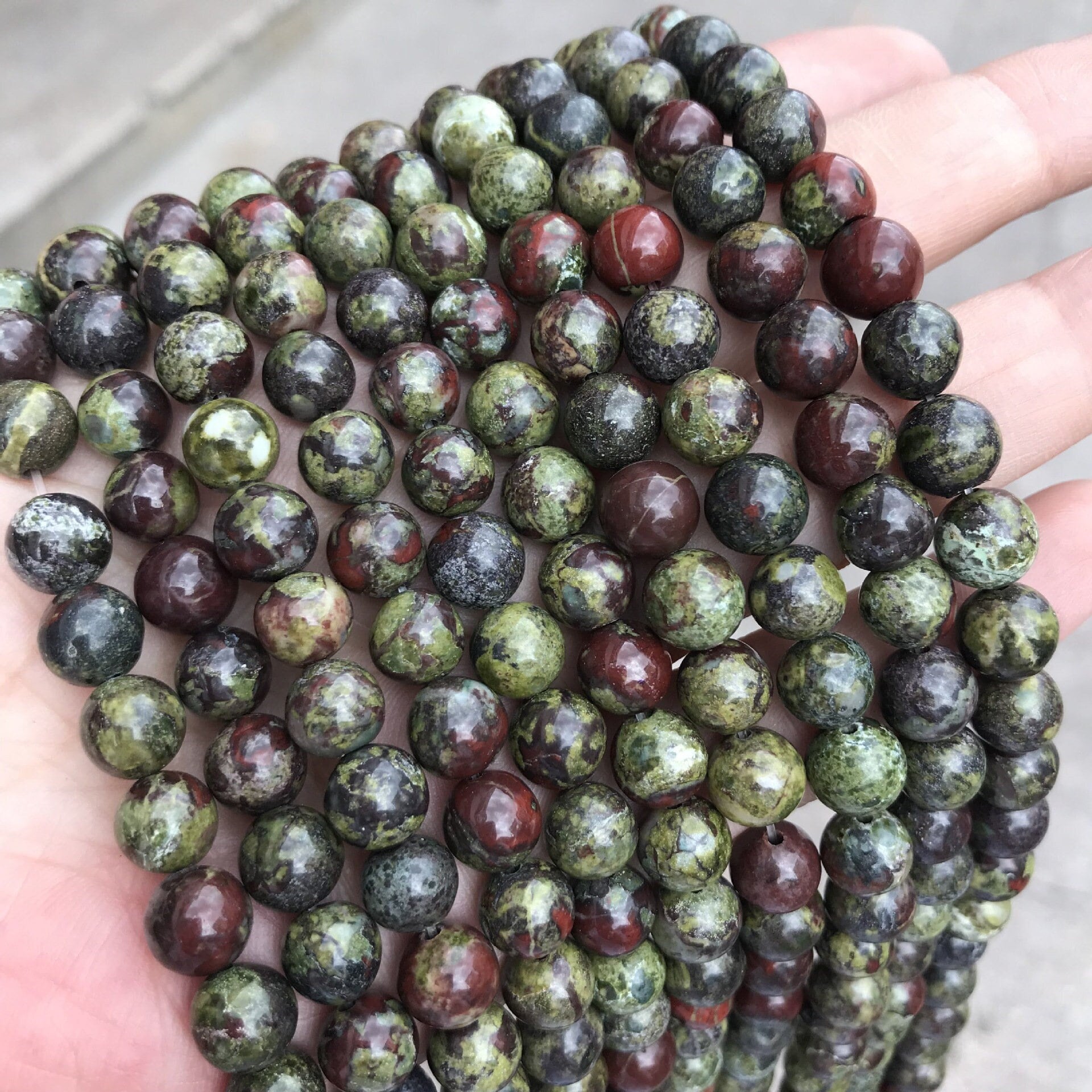 1 Full Strand 15.5" Genuine Natural Loose Round Semi Precious Smooth Dragon Blood Stone Gemstone Beads 4mm 6mm 8mm 10mm 12mm