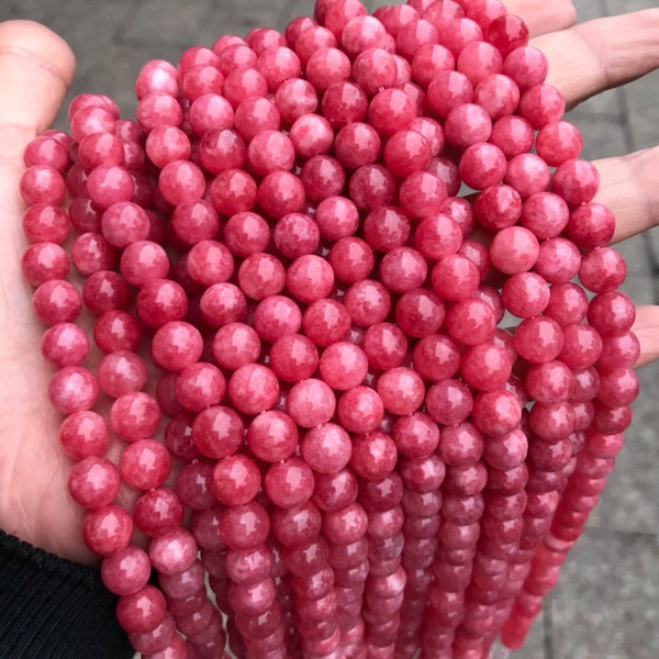 1 Full Strand 15.5" Loose Round Semi Precious Healing Stone Smooth Colored Rhodochrosite Gemstone Beads 4mm 6mm 8mm 10mm