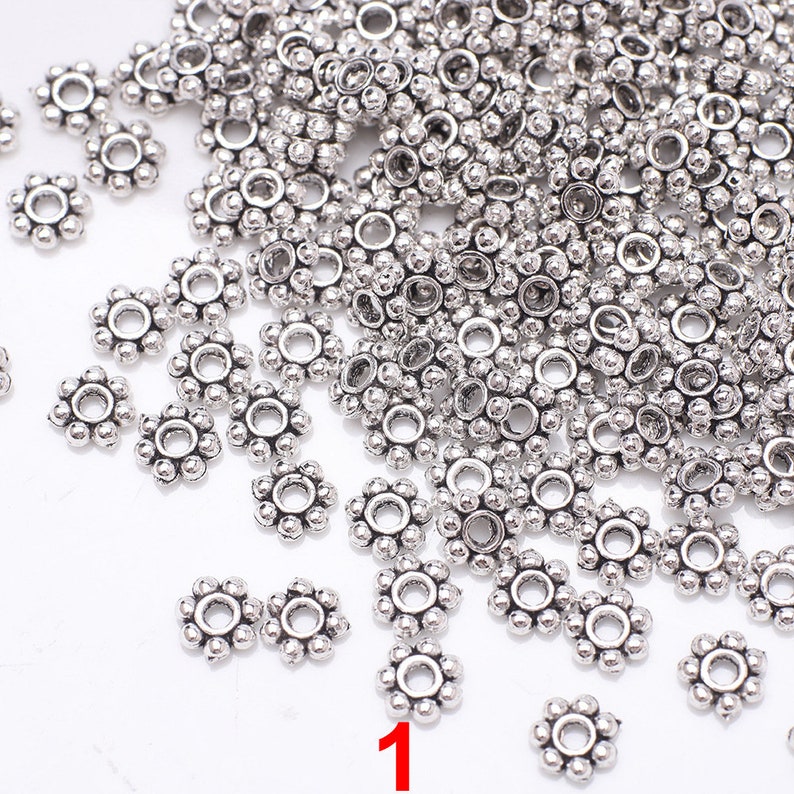 Bulk You Pick Assorted Style 100 pcs Antique Tibetan Silver Rondelle Loose Round Daisy Donut Spacer Metal Beads for DIY Jewelry Making zdjęcie 3