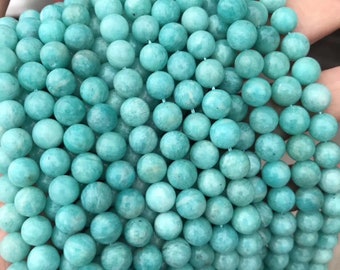 1 Full Strand 15" Genuine Natural Loose Round Semi Precious Genuine Natural 3A Grade Russian Amazonite Gemstone Stone Beads 4mm 6mm 8mm 10mm