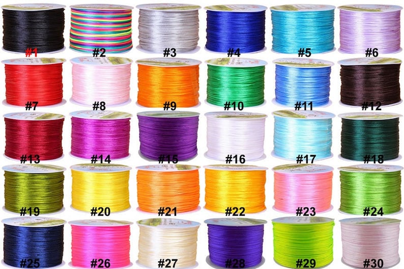 70 mètres/rouleau 1,5 mm nouage chinois nylon tressé queue de rat Kumihimo cordon de satin de soie perles macramé ruban ficelle fil avec bobine bobine image 1