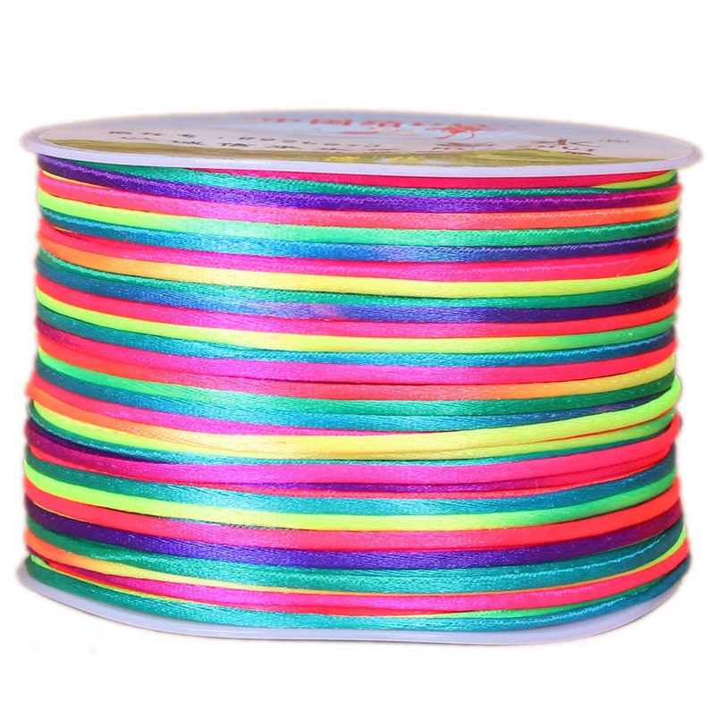 70 Meters/Roll 1.5mm Chinese Knotting Nylon Braided Rattail Kumihimo Silk Satin Cord Beading Macrame Ribbon String Thread with Spool Reel zdjęcie 4