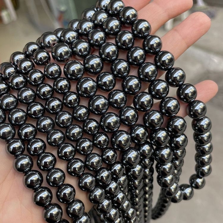 Magnetic Beads Hematite 6mm Faceted Round