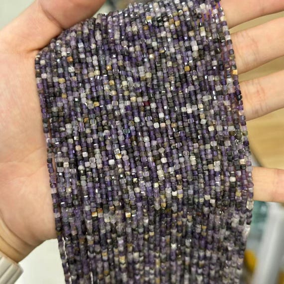 2mm Genuine Real Natural Small Cube Dice Square Shape Purple