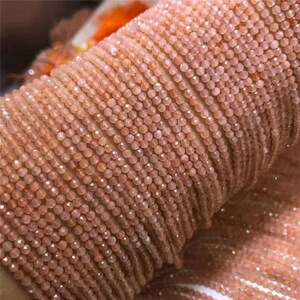 1 brin complet 2mm/3mm petite taille véritable naturel lâche micro rond à facettes guérison orange pierre précieuse pierre de lune perles de pierre 15,5"