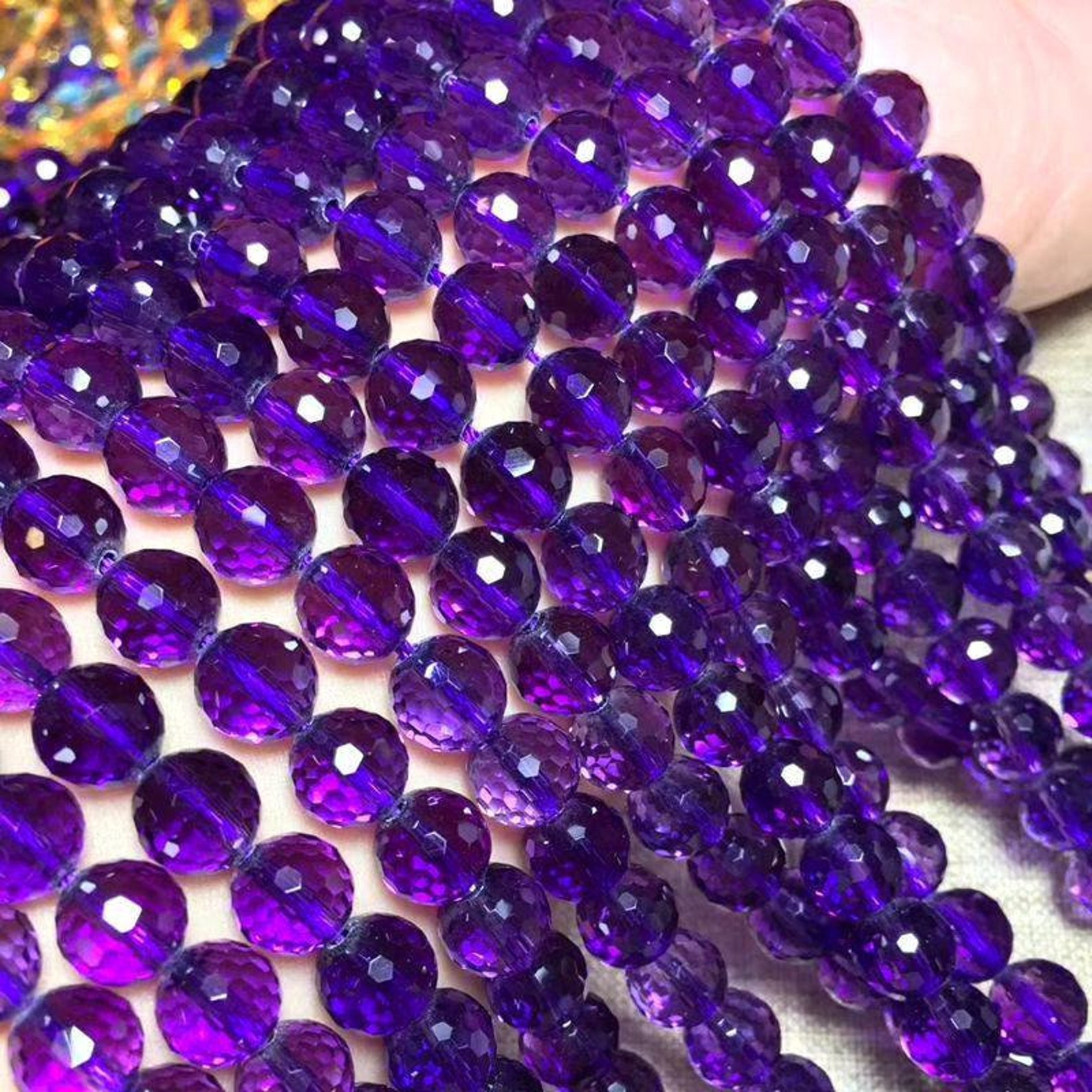 Natural Micro Faceted Hard Cut 128 Facets 3A Grade Uruguayan Amethyst ...