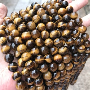 1 Full Strand 15.5" Natural Loose Round Genuine Natural Semi Precious Tiger Eye Gemstone Beads 2/3/4/6/8/10/12/14mm