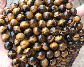 1 Full Strand 15.5" Natural Loose Round Genuine Natural Semi Precious Tiger Eye Gemstone Beads 2/3/4/6/8/10/12/14mm