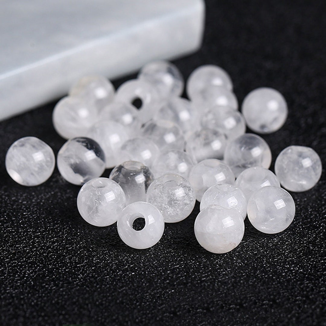 Natural 50pcs Genuine Natural Large Hole Loose Round Clear