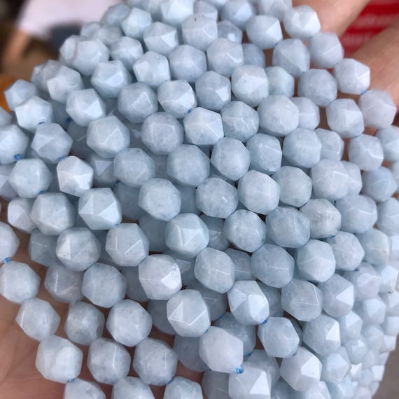 Perline Rotonde Di Pietra Preziosa Acquamarina Naturale Blu - Foto 3