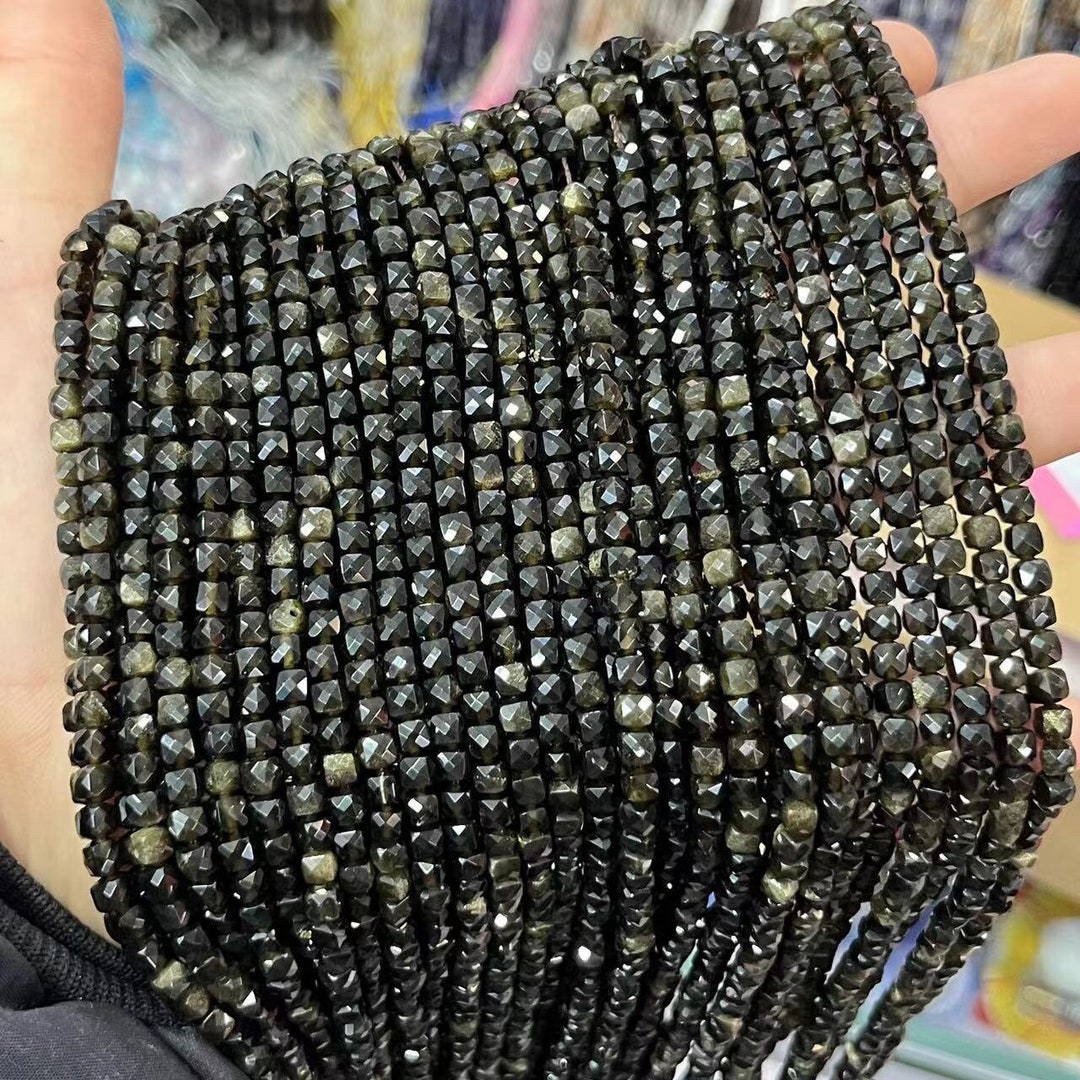 Malahill Natural Golden Obsidian Beads - 8mm Faceted S Shape, 5 Strands With Stretch Cord For Jewelry Making - View #2