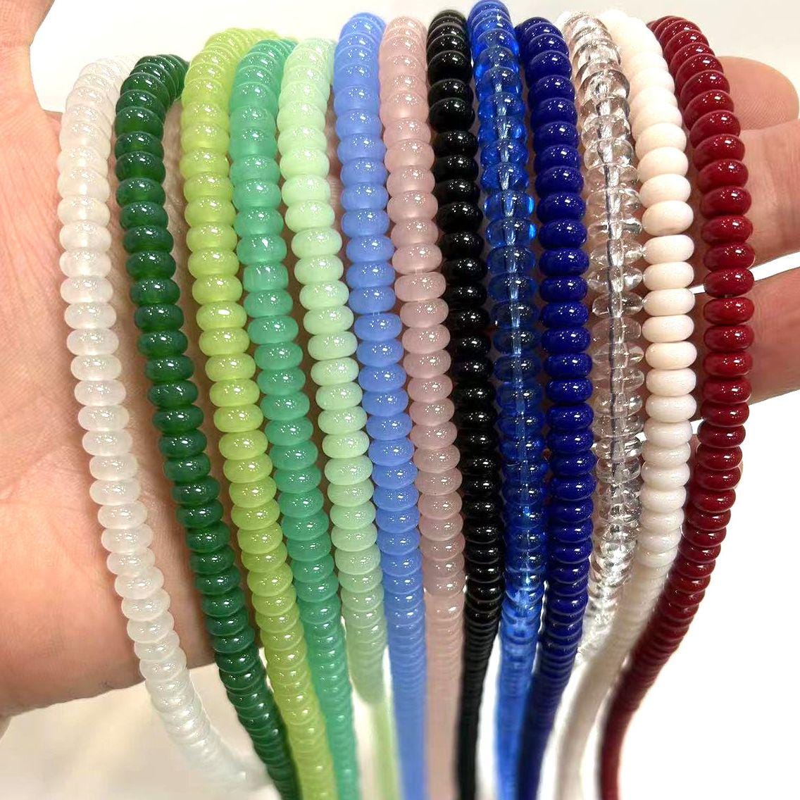 Glass Flat Rondelle Space Beads for DIY Jewelry Making, 3X6mm 15" Strand