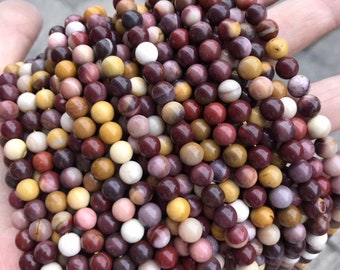 1 rang complet 15,5 po. Perles de pierre gemme mokaite naturelles lisses rondes semi-précieuses naturelles 4 mm 6 mm 8 mm 10 mm 12 mm