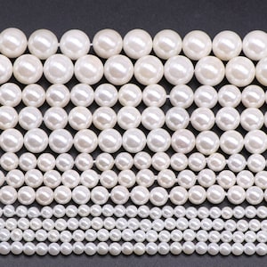 1 brin complet 15,5 po., rondes, populaires, mode, perles de coquillage blanc ivoire, brillant 2 mm 3 mm 4 mm 5 mm 6 mm 8 mm 10 mm 12 mm 14 mm image 2