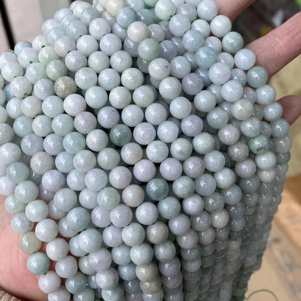 1 Strand Genuine Natural Loose Round Semi Precious Smooth Light Green Burma Jadeite Jade Stone Gemstone Beads 3/6/8mm