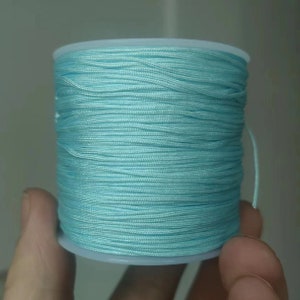 100 mètres/rouleau 0.8mm chinois nouant Nylon Kumihimo tressé queue de rat cordon perles macramé ficelle fil pour accessoires de fabrication de bijoux à bricoler soi-même #38 Aqua Blue