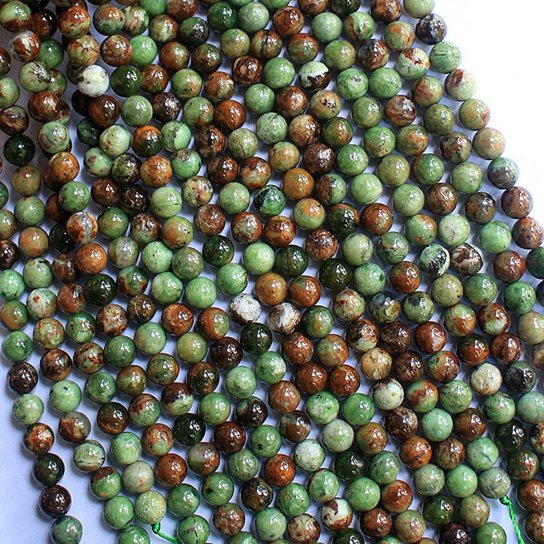 1 Full Strand Genuine Natural Real Green Opal Gemstone Loose Round Beads Stone Gemstone Suppliers for DIY Jewelry Making 6mm 8mm 10mm 15.5 image 4