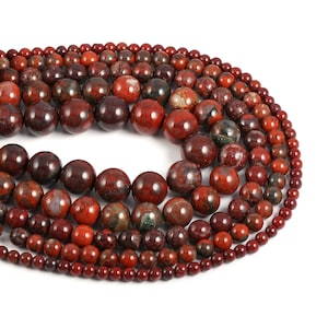 1 Full Strand 15.5&quot; A Grade Genuine Natural Loose Round Semi Precious Red Brecciated Jasper Gemstone Beads 4mm 6mm 8mm 10mm 12mm