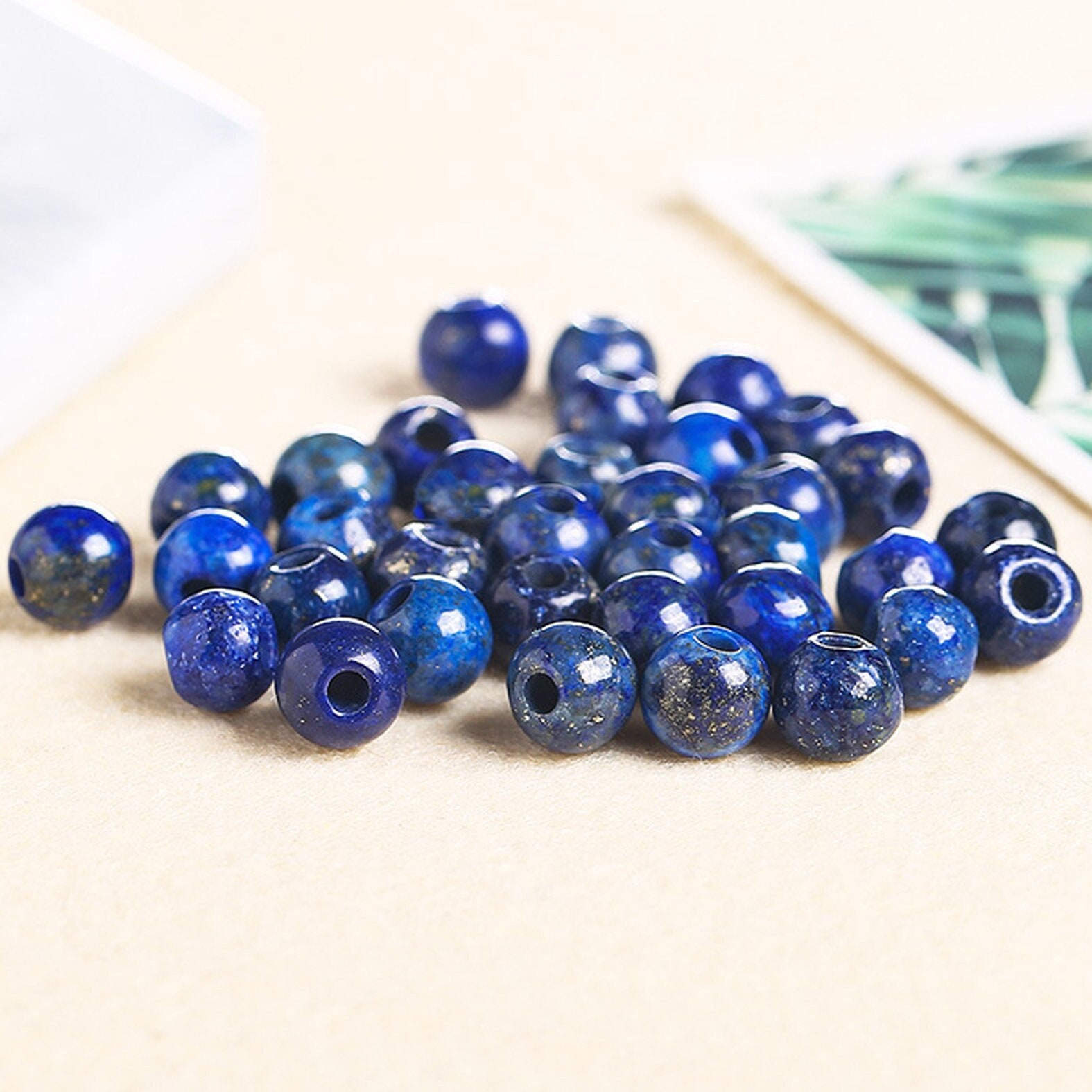 50 Pezzi Perline Lapislazzuli Naturali Rotonde Per Creazione - Foto 13