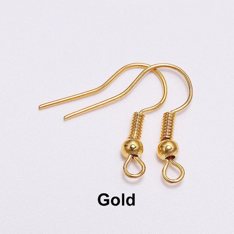 100 pcs/lot vente en gros argent/or/Bronze Antique/Gunmetal/noir/cuivre poisson crochet français boucles d'oreilles fil faisant des résultats accessoires 2018mm Gold