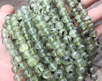 1 Full Strand 15.5" Genuine Natural Loose Round Semi Precious Stone Smooth Prehnite Gemstone Beads 4mm 6mm 8mm 10mm 12mm