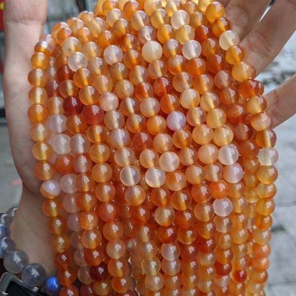 1 brin complet 15,5" A grade naturel en vrac rond semi-précieux orange clair cornaline rouge agate perles de pierres précieuses 4mm 6mm 8mm 10mm 12mm