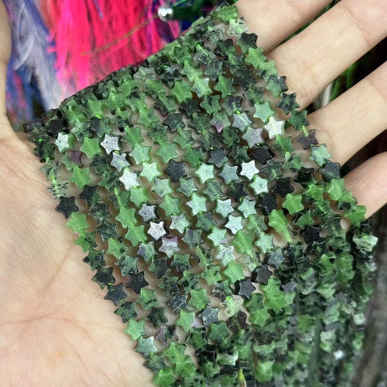 4/6/8/10mm Natural Faceted Green Ruby In Zoisite Round Gemstone Loose