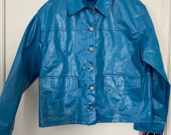 Vintage Carole Little Sport Blue Retro Rain Coat