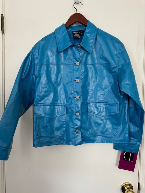 Vintage Carole Little Sport Blue Retro Rain Coat