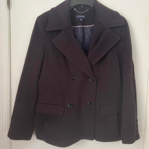 Vintage Lands End Coat SZ 12 Wine Wool image 1