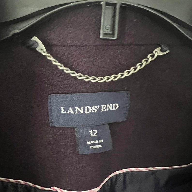 Vintage Lands End Coat SZ 12 Wine Wool image 2