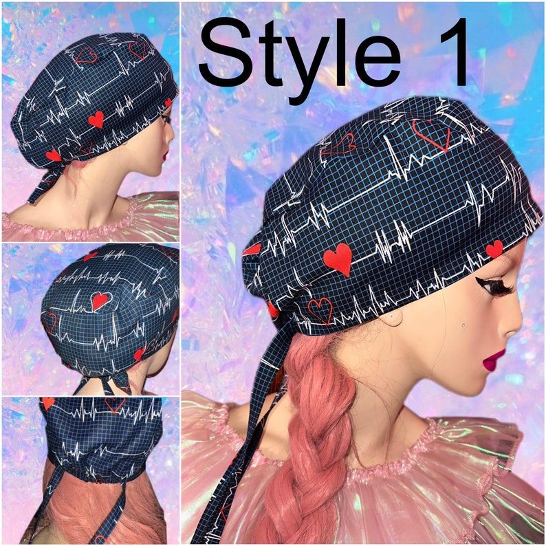 EKG Surgical Cap Anatomy Scrub Cap EKG Ponytail Nurse Hat Etsy