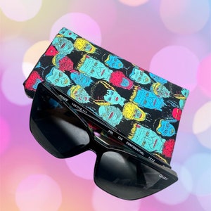 Glasses case, padded glasses case, horror glasses case, sunglasses pouch, sunglasses cover, fashion glasses case, fabric case