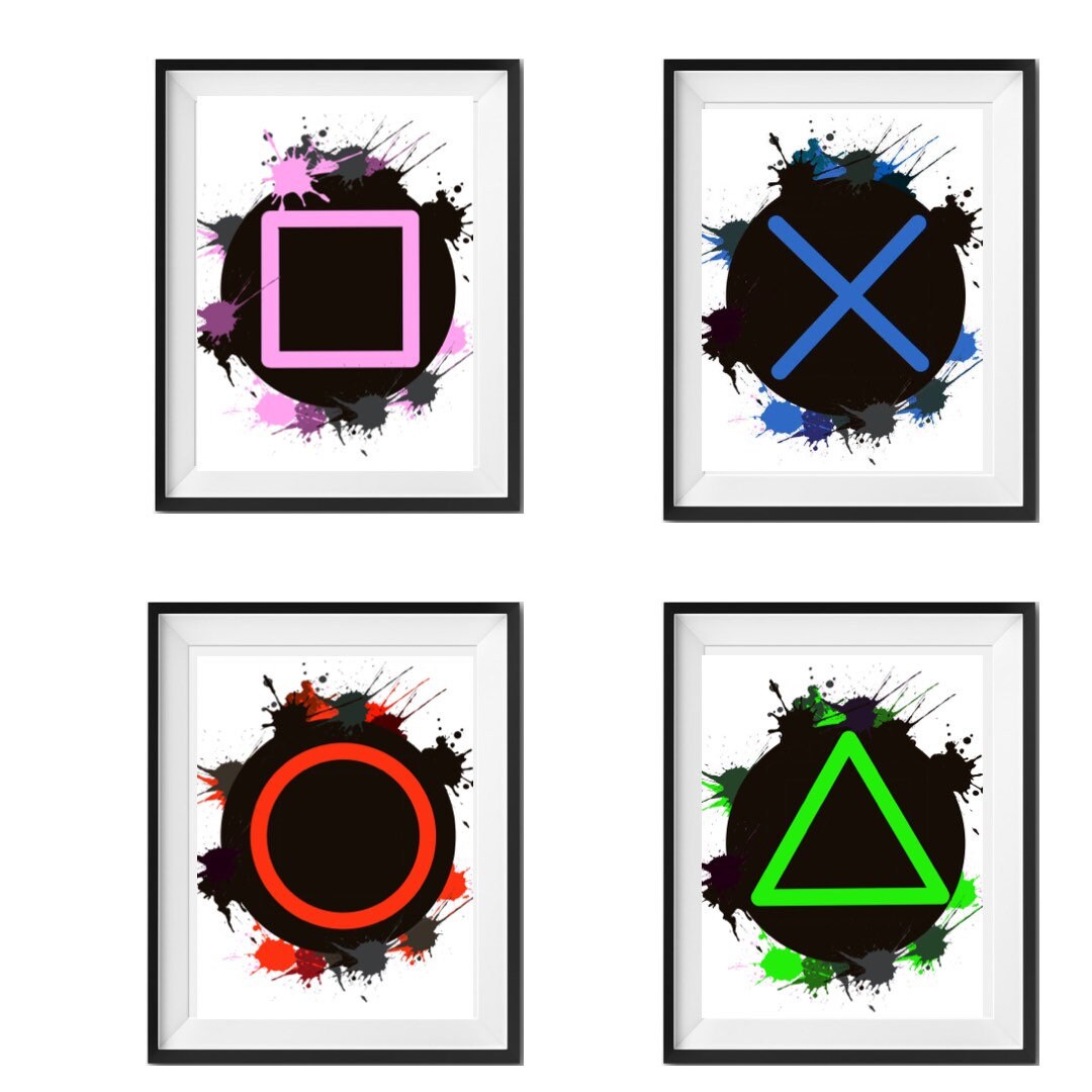 Set of 4. playstation prints. Playstation decal. Playstation Etsy