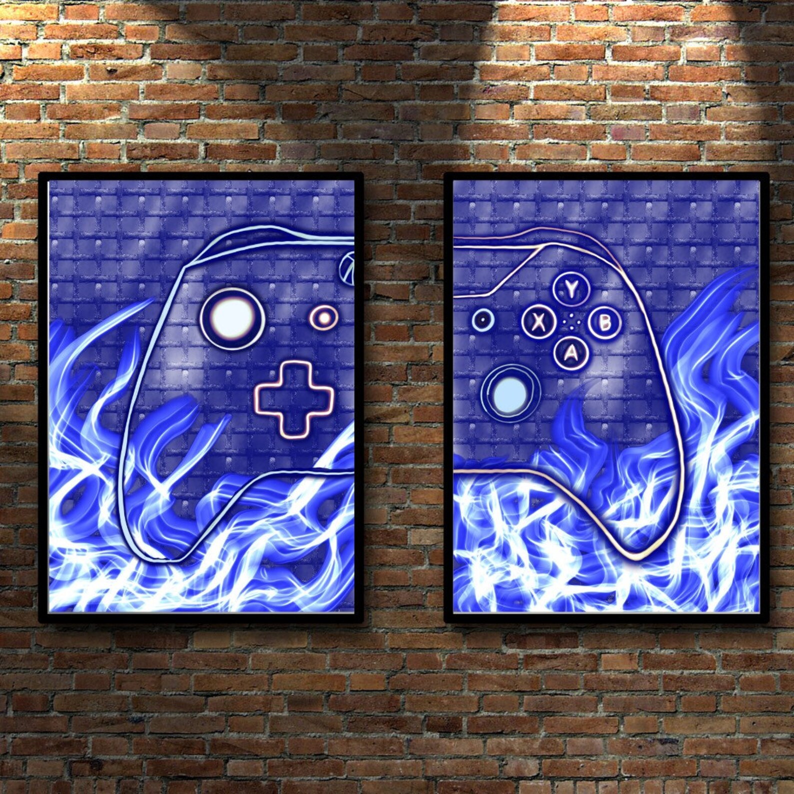 Set of 2. Xbox wall art. NEON Xbox prints. Xbox controller Etsy
