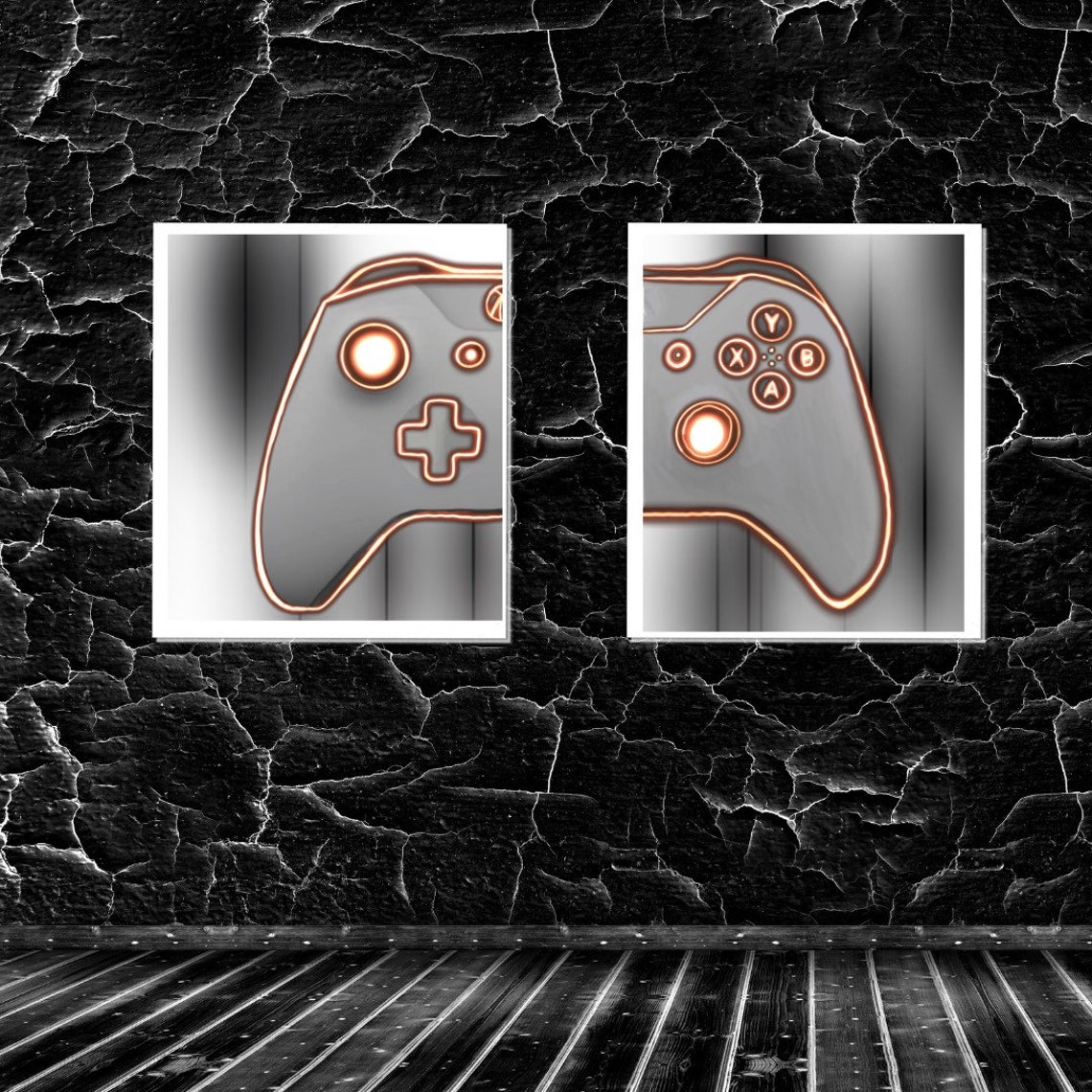 Set of 2. Xbox Wall Art. NEON Xbox Prints. Xbox Controller Etsy