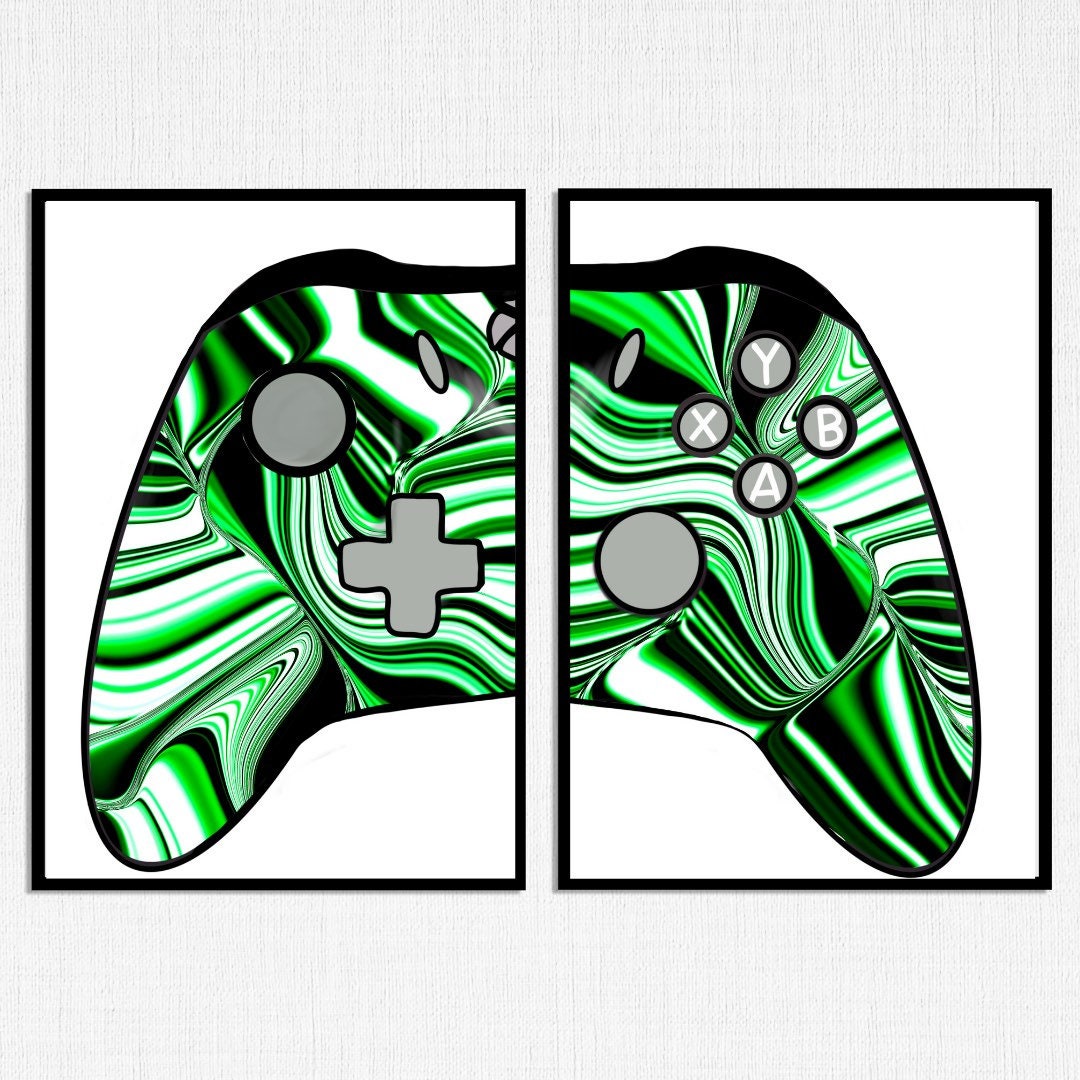 Set of 2. Xbox wall art. Fluid art Xbox prints. Xbox Etsy
