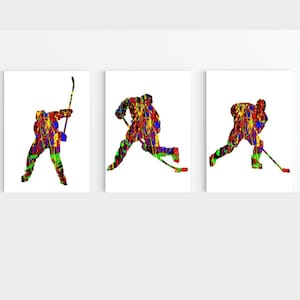 Ice Hockey Wall Art Set of 3 – Ice Hockey Prints, Boys Room Decor | Available A5 - A4 - A3 - A2 | Sports Poster Trio, Ice Hockey Poster