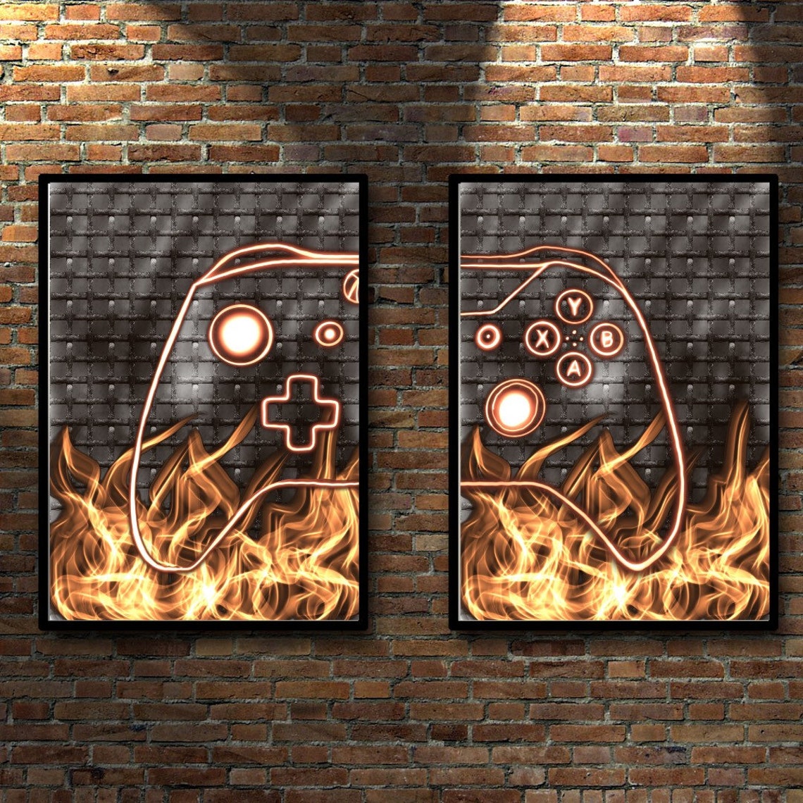 Set of 2. Xbox wall art. NEON Xbox prints. Xbox controller Etsy