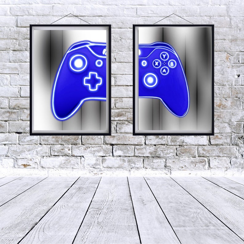 Set of 2. Xbox Wall Art. NEON Xbox Prints. Xbox Controller Etsy