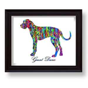 Great Dane wall art. Great Dane decal. Great Dane prints. Great Dane print. A4 A3 A2. Dog wall art. Great Dane decor.