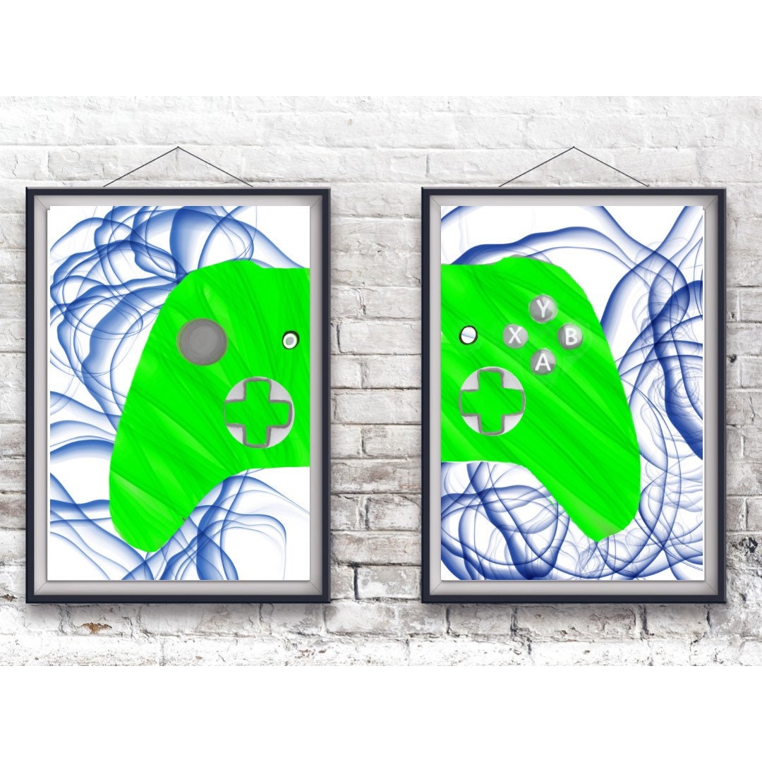 Set of two prints. Xbox prints. Xbox decal. Xbox wall art. | Etsy