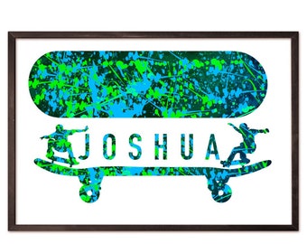 Lámina personalizada de monopatín, decoración para habitación infantil, regalo para patinadores