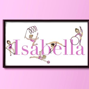 Gymnastics gymnast girls print. Gymnast personalised print. Gymnast acrobats girls print. Gymnast wall art. Acrobat wall art. Gymnastics