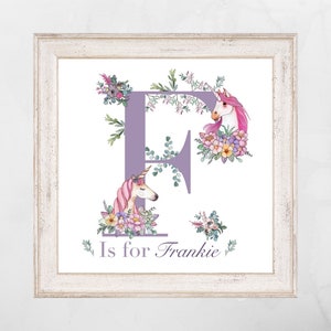 Unicorn letter. Unicorn personalised letter. Unicorn girls print. Unicorn letter. Unicorn bedroom print. Unicorn wall art. Girls wall art