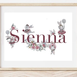 Impresión personalizada de conejo. Impresión de conejo personalizada para niñas. Impresión personalizada de animales. Nombre de los niños animales. Dibujos de conejos para niños. Chicas animales